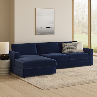 Riley 118" Velvet Left Storage Sleeper Sectional - Hale Ink