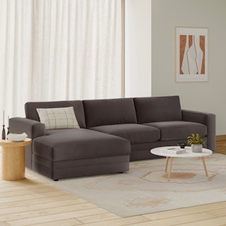 Riley 118" Velvet Left Storage Sleeper Sectional - Hale Warm Gray