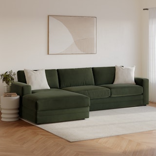 Riley 118" Velvet Left Storage Sleeper Sectional - Hale Fir Green