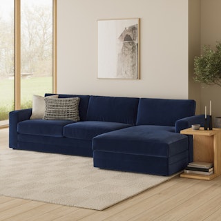 Riley 118" Velvet Right Storage Sleeper Sectional - Hale Ink