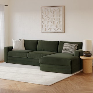 Riley 118" Velvet Right Storage Sleeper Sectional - Hale Fir Green