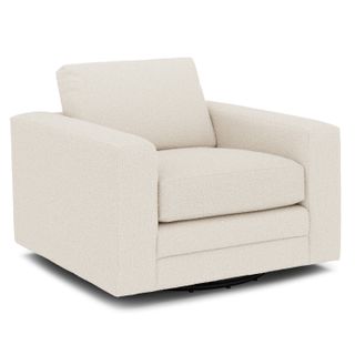 Riley 42" Grand Swivel Chair - Ivory Wool Bouclé