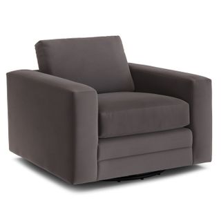 Riley 42" Grand Velvet Swivel Chair - Hale Warm Gray