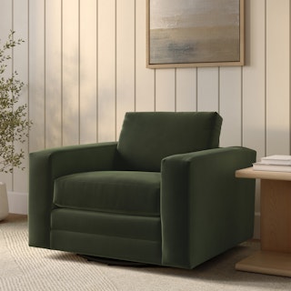 Riley 41.5" Grand Velvet Swivel Chair- Hale Fir Green