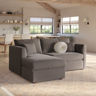 Marina 80" Velvet Reversible Storage Sectional - Hale Warm Gray