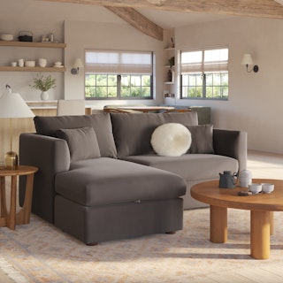 Marina 80" Velvet Reversible Storage Sectional - Hale Warm Gray