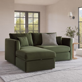 Marina 80" Velvet Reversible Storage Sectional  - Hale Fir Green