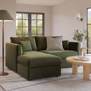 Marina 80" Velvet Reversible Storage Sectional - Hale Fir Green