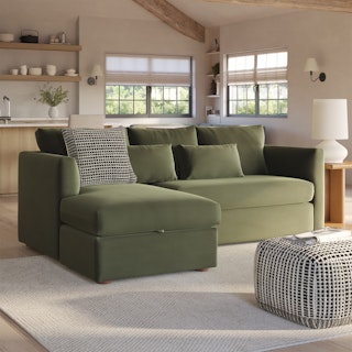 Marina 90" Velvet Reversible Storage Sectional - Hale Fir Green