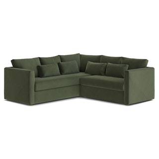 Marina 92" Velvet Corner Sectional  - Hale Fir Green
