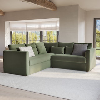 Marina 92" Velvet Corner Sectional  - Hale Fir Green