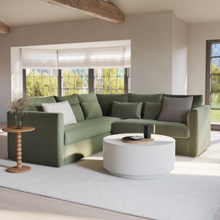 Marina 92" Velvet Corner Sectional - Hale Fir Green