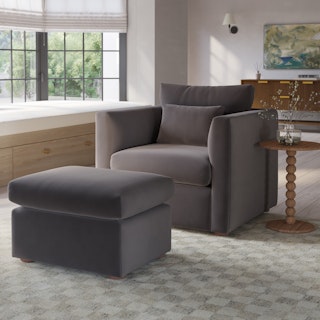 Marina 38" Velvet Lounge Chair - Hale Warm Gray