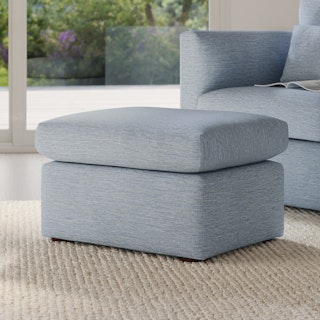 Marina 28.5" Ottoman - Silver Light Blue