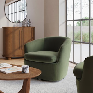 Turoy 32.5" Velvet Swivel Lounge Chair - Hale Fir Green