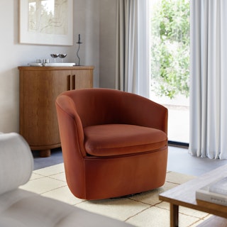 Turoy 32.5" Velvet Swivel Lounge Chair - Hale Rust