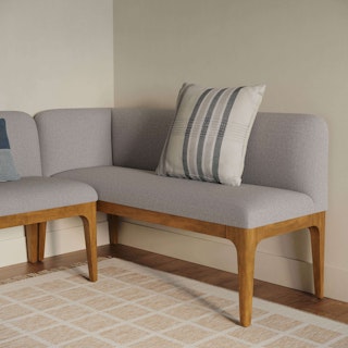 Rosin 56.75" Left Corner Banquette - Smoked Oak and Hestia Gray
