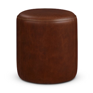 Cilo 16" Leather Ottoman - Indiana Brown