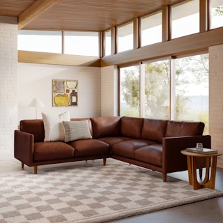 Nirvana 88" Leather Corner Sectional - Indiana Brown