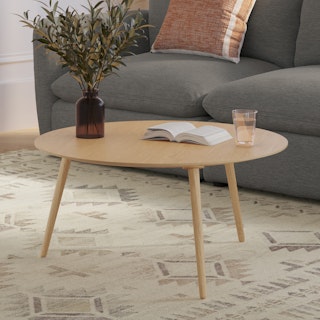 Amoeba 35.5" Round Coffee Table - White Oak