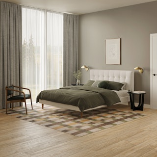 Sven Queen Tufted Bed - Biscuit Cream