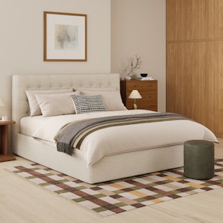 Sven King Tufted Storage Bed - Biscuit Cream
