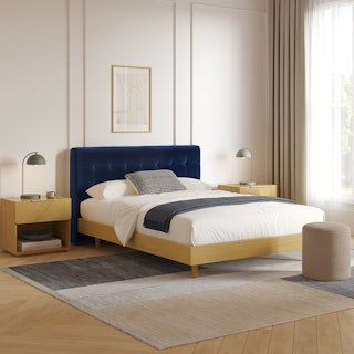 Sven Queen Tufted Velvet Headboard - Plush Cascadia Blue