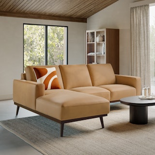 Rhett 93" Leather Left Chaise Sectional - Charme Tan