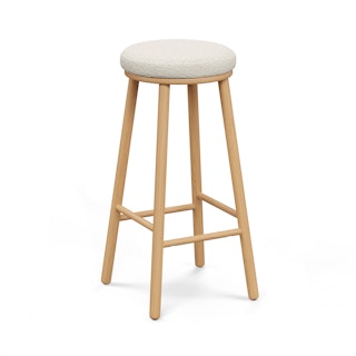 Nurmi Counter Stool - White Oak and Ivory Wool Bouclé