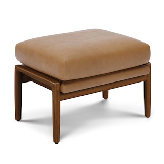 Bavel 25" Leather Ottoman - Charme Tan