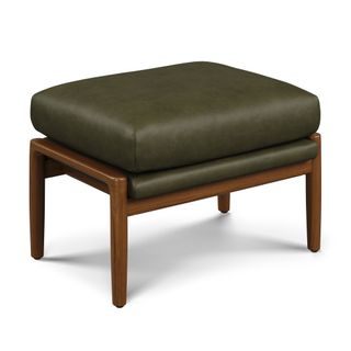 Bavel 25" Leather Ottoman - Charme Green