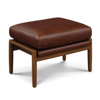 Bavel 25" Leather Ottoman - Indiana Brown