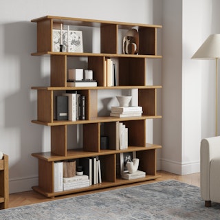 Lafora 53" Bookcase, Tall - Smoked Oak