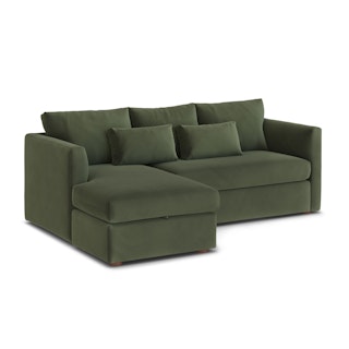 Marina 90" Velvet Reversible Sleeper Storage Sectional - Hale Fir Green