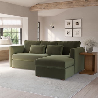 Marina 90" Velvet Reversible Sleeper Storage Sectional - Hale Fir Green