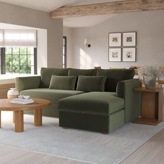 Marina 90" Velvet Reversible Storage Sleeper Sectional - Hale Fir Green