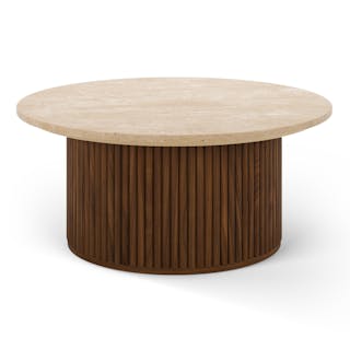 Tala 31.5" Travertine Coffee Table - Walnut
