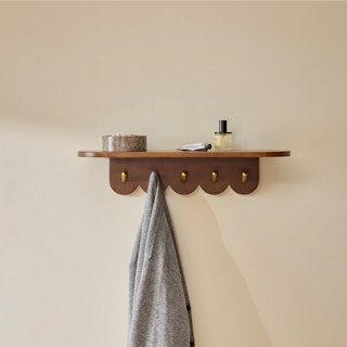Shelly 24.5" Shelf and Coat Rack - Brass and Walnut