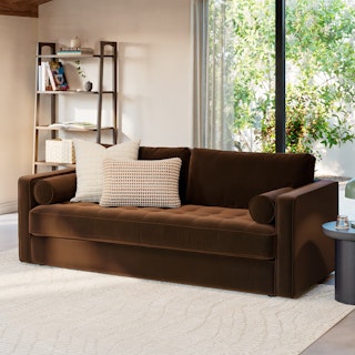 Sven 88" Grounded Tufted Velvet Sofa - Plush Pacific Brown