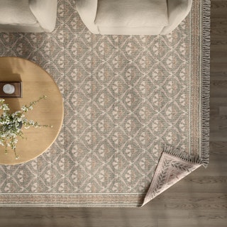 Cecile 9 x 12 Reversible Rug - Olive Green and Earthy Beige