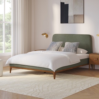 Rosin Queen Upholstered Bed - Welsh Green