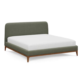 Rosin King Upholstered Bed - Smoked Oak and Welsh Green