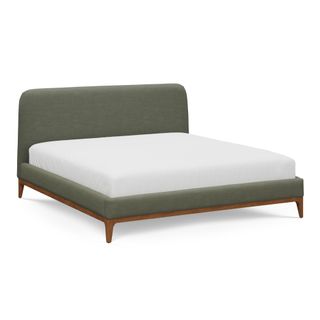 Rosin King Upholstered Bed - Smoked Oak and Welsh Green