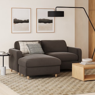 Vati 80" Velvet Left Storage Sectional -  Hale Warm Gray