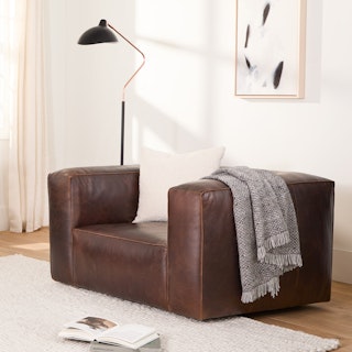 Cigar 44" Leather Swivel Lounge Chair - Indiana Brown