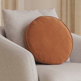 Bonnie Velvet Round Pillow - Plush Pacific Rust