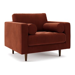 Sven 42" Tufted Velvet Lounge Chair - Hale Rust