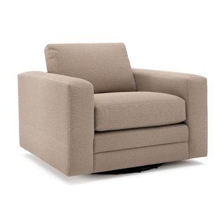 Riley 42" Grand Swivel Chair - Sandstone Wool Bouclé
