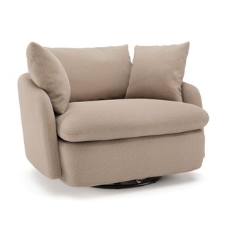 Leigh 47" Grand Swivel Lounge Chair - Sandstone Wool Bouclé