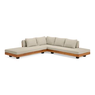 Lubek 100.5" Outdoor Low Corner Sectional - Dravite Ivory